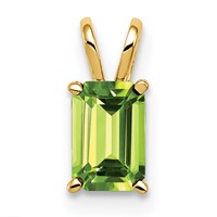 14K Yellow Gold 6x4mm Emerald-cut Peridot Pendant view 1