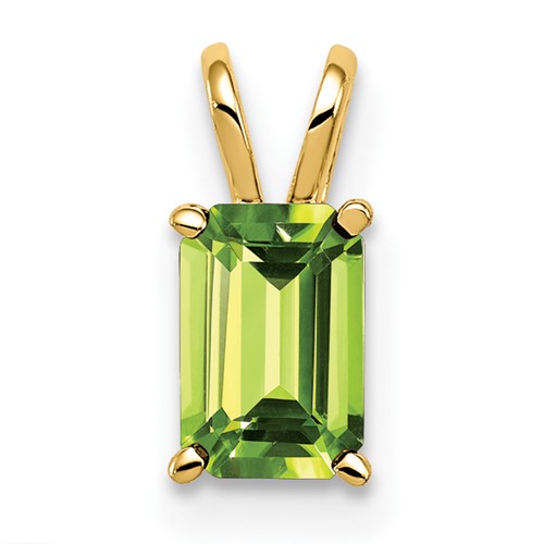 14K Yellow Gold 6x 4mm Emerald-cut Peridot Pendant