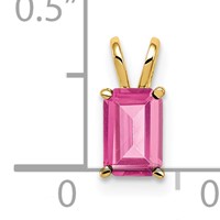 14K Yellow Gold 6x 4mm Emerald-cut Pink Tourmaline Pendant view 2
