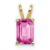 14K Yellow Gold 6x 4mm Emerald Cut Pink Sapphire Pendant view 1