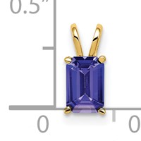 14K Yellow Gold 6x4mm Emerald-cut Tanzanite Pendant view 2