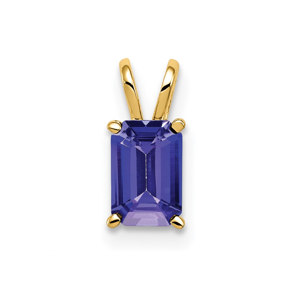 14K Yellow Gold 6x4mm Emerald-cut Tanzanite Pendant