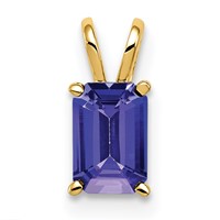 14K Yellow Gold 6x4mm Emerald-cut Tanzanite Pendant view 1