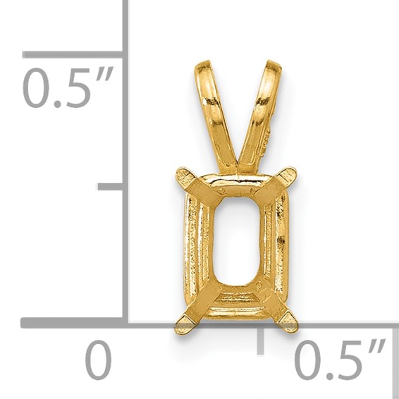 14k 7x5mm Emerald-cut Stone Pendant Mounting