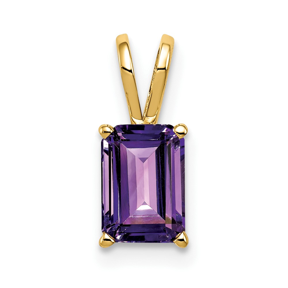 14K 7x5mm Emerald-cut Amethyst Pendant