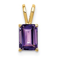14K 7x5mm Emerald-cut Amethyst Pendant view 1