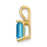 14K Yellow Gold 7x 5mm Emerald-cut Blue Topaz Pendant view 2