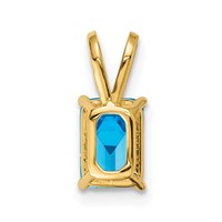 14K Yellow Gold 7x 5mm Emerald-cut Blue Topaz Pendant view 4