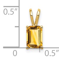 14K Yellow Gold 7x5mm Emerald-cut Citrine Pendant view 3