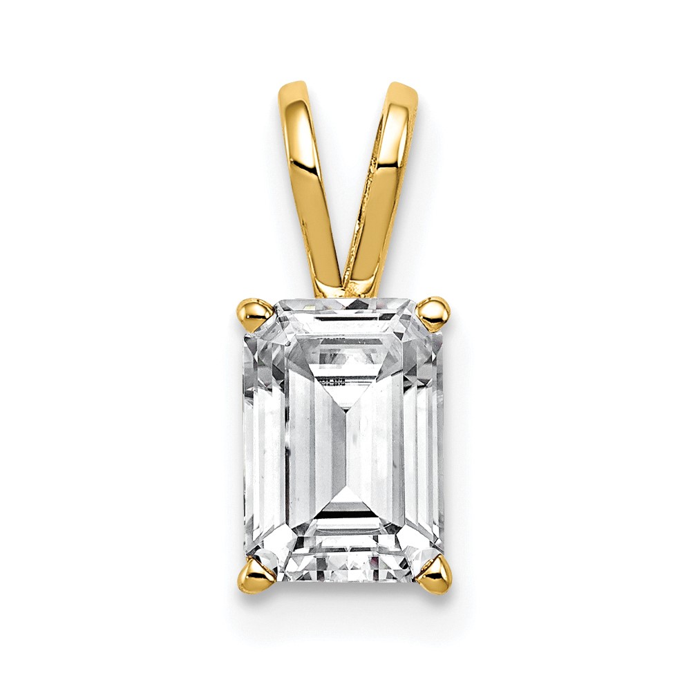 14K 7x5mm Emerald-cut Cubic Zirconia Pendant