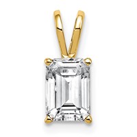 14K 7x5mm Emerald-cut Cubic Zirconia Pendant view 1
