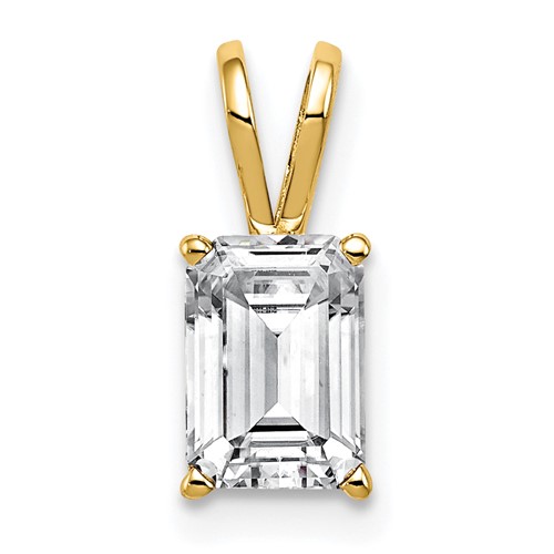 14K Yellow Gold 7x 5mm Emerald-cut Cubic Zirconia Pendant