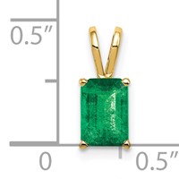 14K Yellow Gold 7x5mm Emerald-cut Emerald Pendant view 2