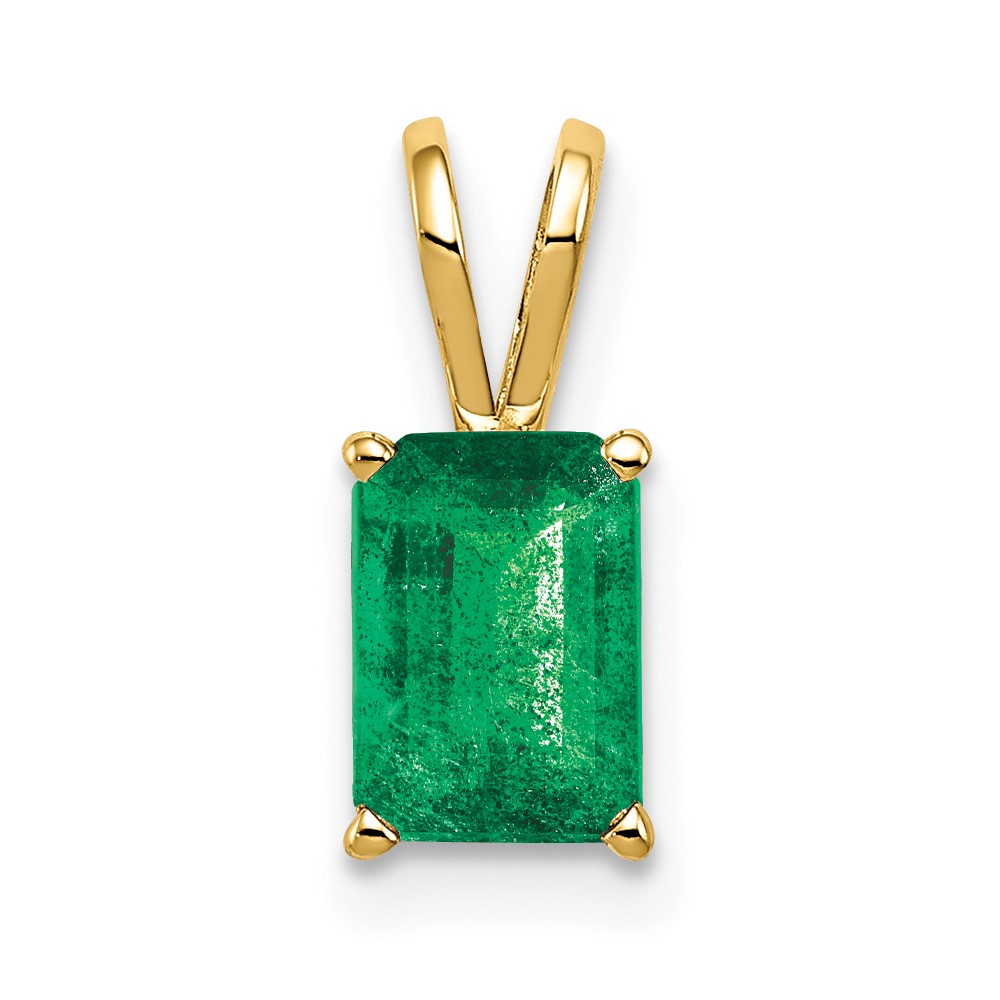 14K Yellow Gold 7x5mm Emerald-cut Emerald Pendant