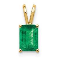 14K Yellow Gold 7x5mm Emerald-cut Emerald Pendant view 1