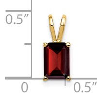 14K Yellow Gold 7x5mm Emerald-cut Garnet Pendant view 4