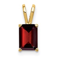 14K Yellow Gold 7x5mm Emerald-cut Garnet Pendant view 1