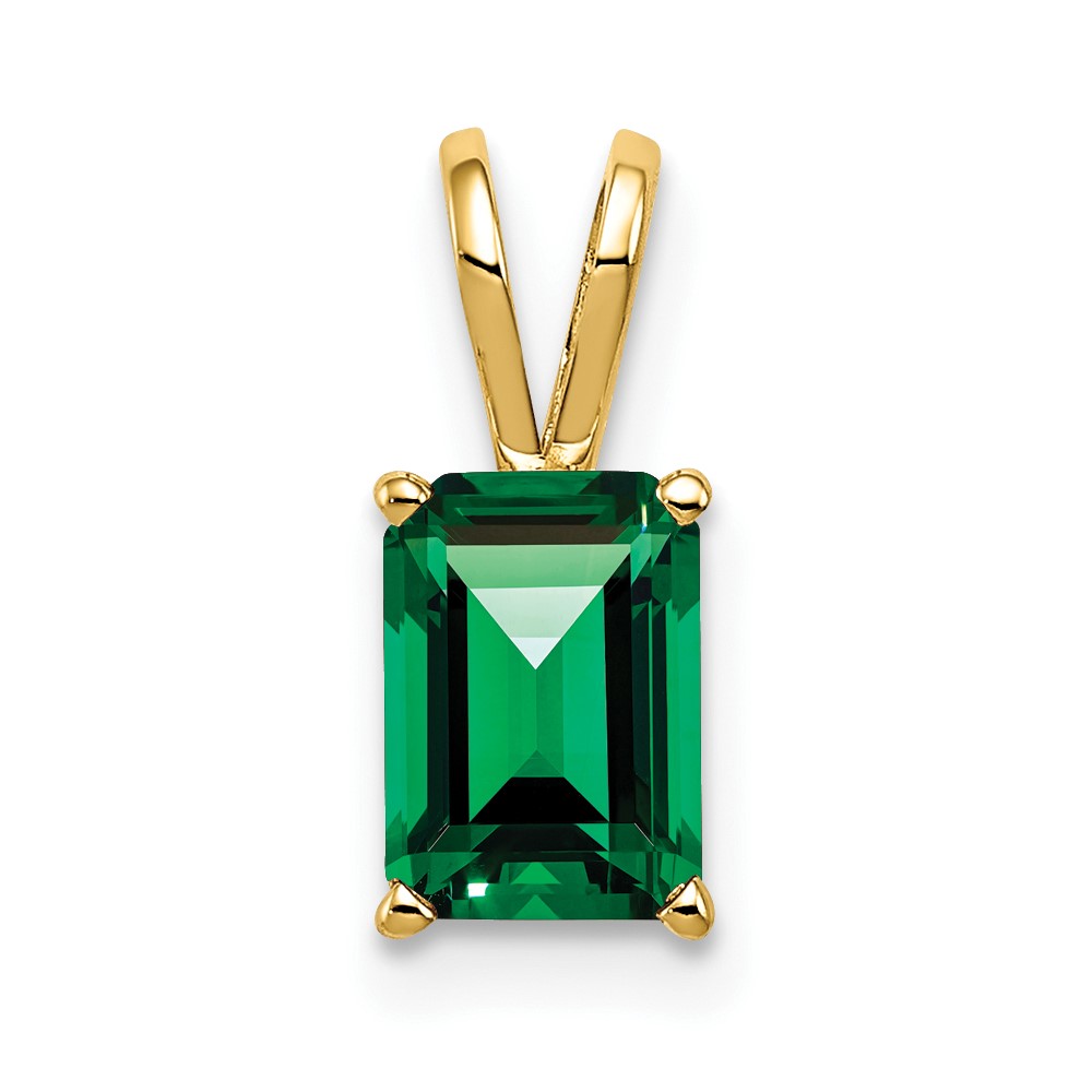 14K 7x5mm Emerald-cut Mount St. Helens Pendant