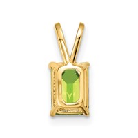 14K Yellow Gold 7x5mm Emerald-cut Peridot Pendant view 4