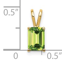 14K Yellow Gold 7x5mm Emerald-cut Peridot Pendant view 3