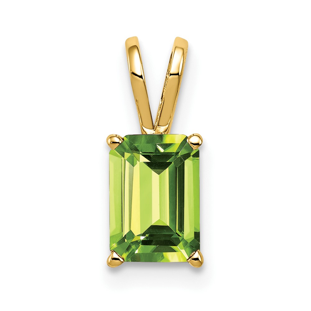 14K Yellow Gold 7x5mm Emerald-cut Peridot Pendant