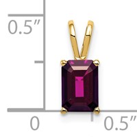 14K Yellow Gold 7x 5mm Emerald-cut Rhodolite Garnet Pendant view 2