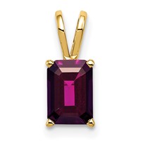 14K Yellow Gold 7x 5mm Emerald-cut Rhodolite Garnet Pendant view 1