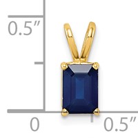 14K Yellow Gold 7x 5mm Emerald-cut Sapphire Pendant view 3