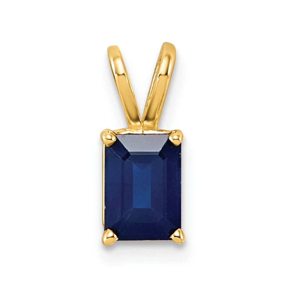 14K Yellow Gold 7x 5mm Emerald-cut Sapphire Pendant