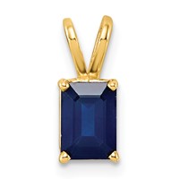 14K Yellow Gold 7x 5mm Emerald-cut Sapphire Pendant view 1