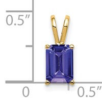 14K Yellow Gold 7x5mm Emerald-cut Tanzanite Pendant view 2