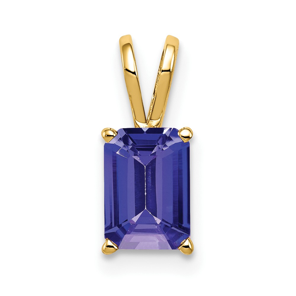 14K Yellow Gold 7x5mm Emerald-cut Tanzanite Pendant