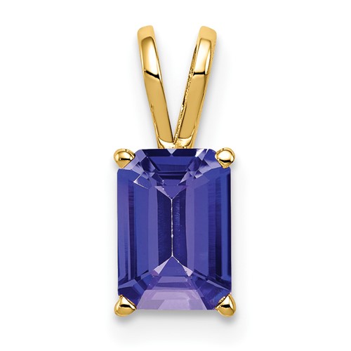 14K Yellow Gold 7x 5mm Emerald-cut Tanzanite Pendant