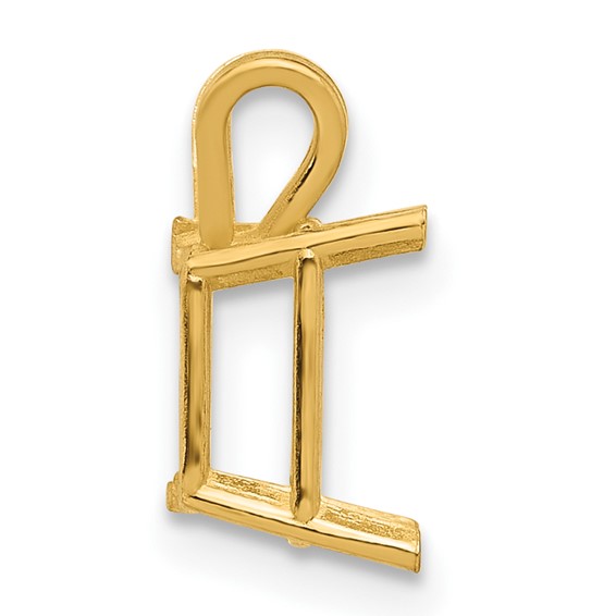 14k 8x6mm Emerald-cut Stone Pendant Mounting