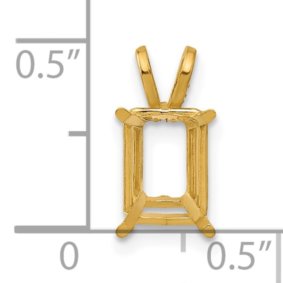 14k 8x6mm Emerald-cut Stone Pendant Mounting