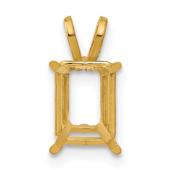 14k 8x6mm Emerald-cut Stone Pendant Mounting