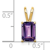 14K Yellow Gold 8x6mm Emerald-cut Amethyst Pendant view 2