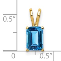 14K Yellow Gold 8x6mm Emerald-cut Blue Topaz Pendant view 2