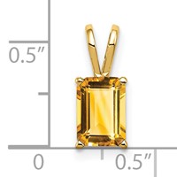 14K Yellow Gold 8x 6mm Emerald-cut Citrine Pendant view 2
