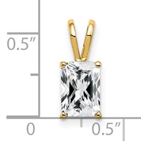 14K Yellow Gold 8x 6mm Emerald-cut Cubic Zirconia Pendant view 3