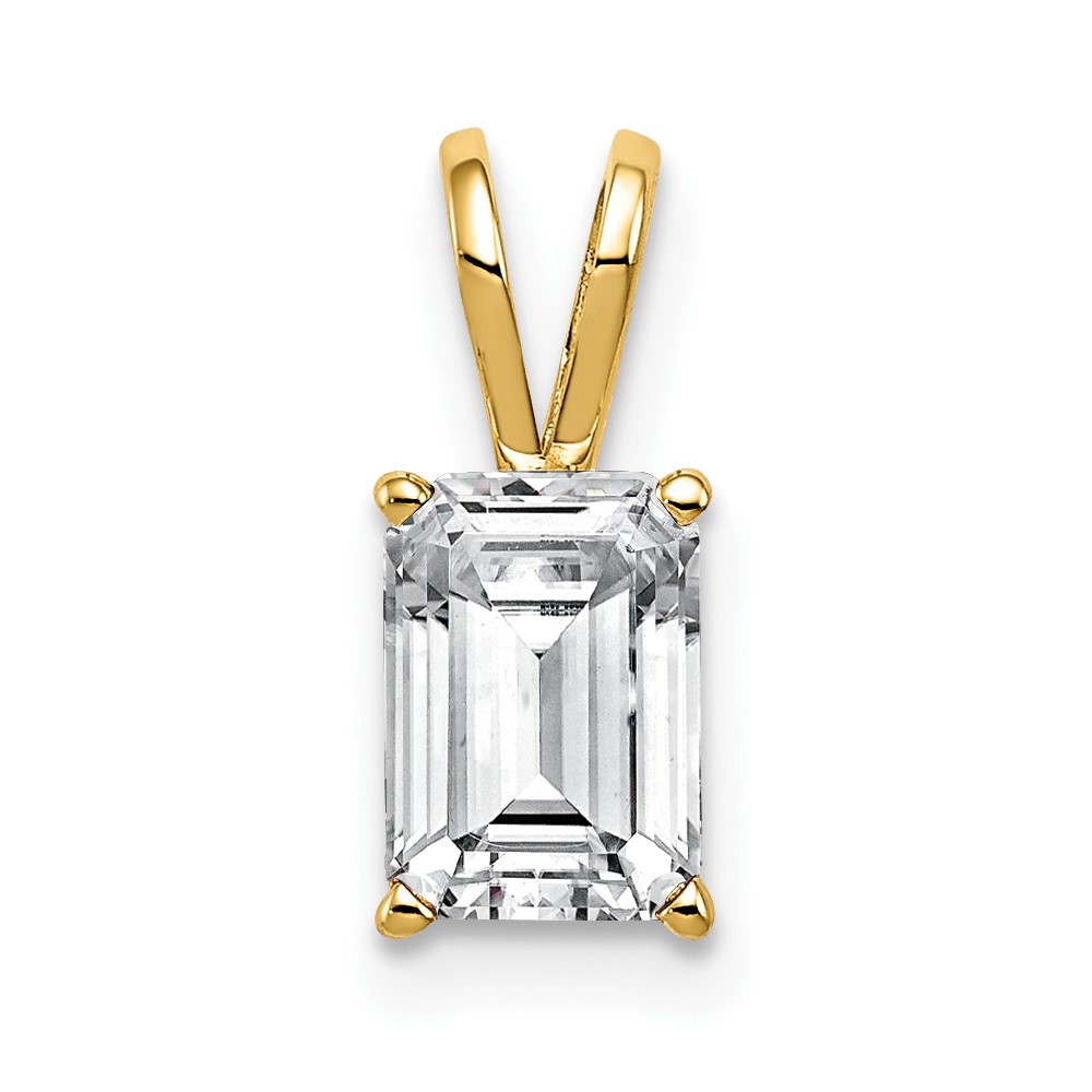 14K Yellow Gold 8x 6mm Emerald-cut Cubic Zirconia Pendant