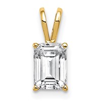 14K Yellow Gold 8x 6mm Emerald-cut Cubic Zirconia Pendant view 1