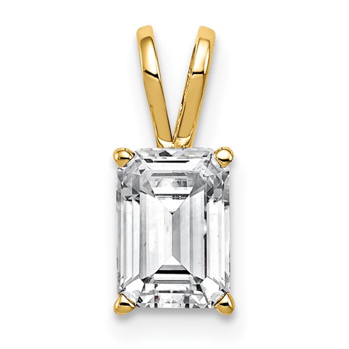 14K Yellow Gold 8x 6mm Emerald-cut Cubic Zirconia Pendant