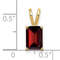 14K Yellow Gold 8x 6mm Emerald-cut Garnet Pendant view 2