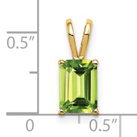 14K Yellow Gold 8x6mm Emerald-cut Peridot Pendant view 2