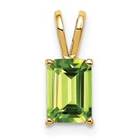 14K Yellow Gold 8x6mm Emerald-cut Peridot Pendant view 1