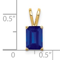 14K Yellow Gold 8x 6mm Emerald-cut Sapphire Pendant view 2