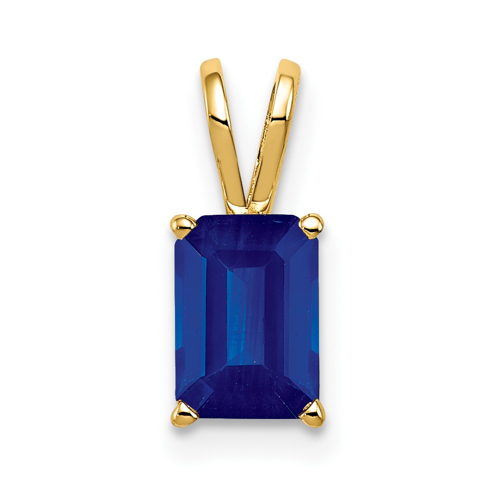 14K Yellow Gold 8x 6mm Emerald-cut Sapphire Pendant