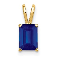14K Yellow Gold 8x 6mm Emerald-cut Sapphire Pendant view 1