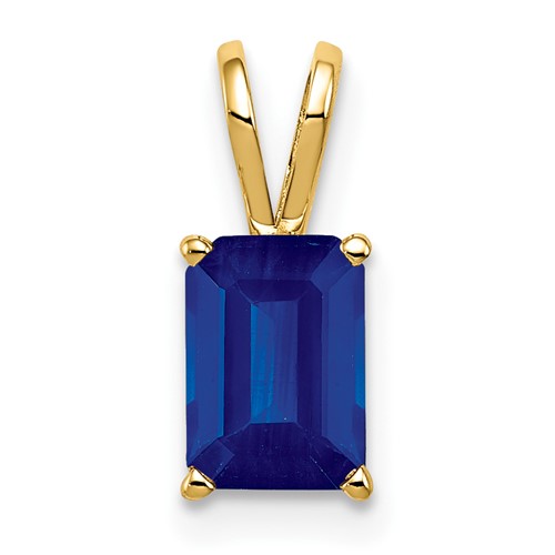 14K Yellow Gold 8x 6mm Emerald-cut Sapphire Pendant